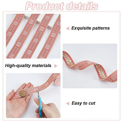 10 Yards Vintage Jacquard Polyester Ribbons OCOR-GA0002-95A-1
