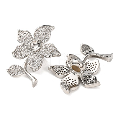Brass Micro Pave Clear Cubic Zirconia Slide Charms KK-K422-10P-1