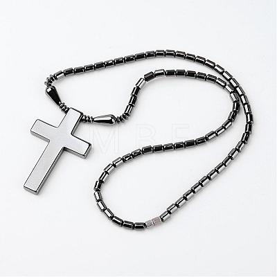 17.5 inch Non-Magnetic Synthetic Hematite Necklace X-IMN009-1