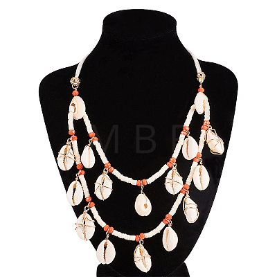 Bohemian Style Bib Necklaces NJEW-PH0001-11-1