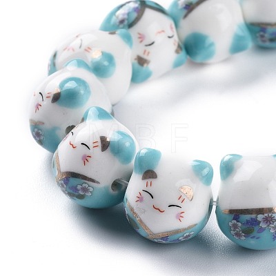 Handmade Printed Porcelain Beads PORC-M003-08G-1