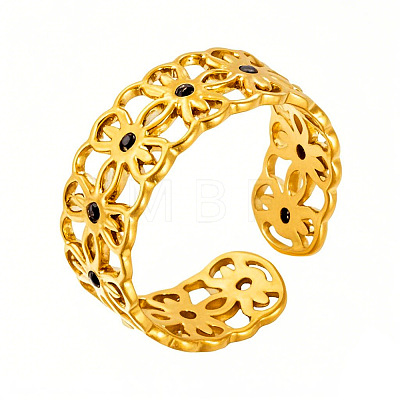 201 Stainless Steel Rhinestone Cuff Open Rings WG1EB26-01-1
