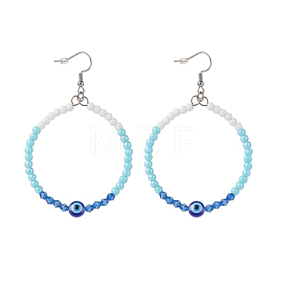 Resin Evil Eye & Acrylic Beaded Big Ring Dangle Earrings EJEW-JE04999-05-1