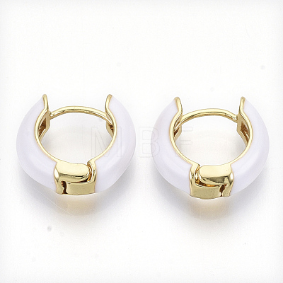 Brass Huggie Hoop Earrings EJEW-S209-01F-1