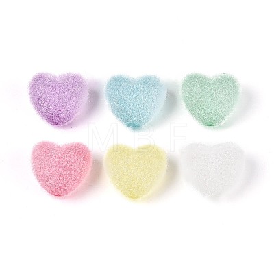 Flocking Opaque Acrylic Heart Beads OACR-T030-09M-1