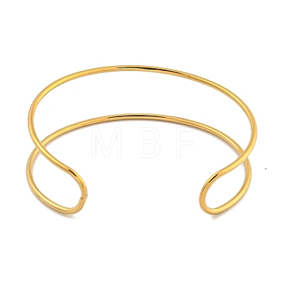 Ion Plating(IP) Hollowed 304 Stainless Steel Cuff Bangles for Women Men BJEW-P331-02G-1