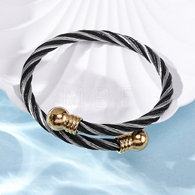 304 Stainless Steel Torque Bangles for Women BJEW-P310-20MC-1