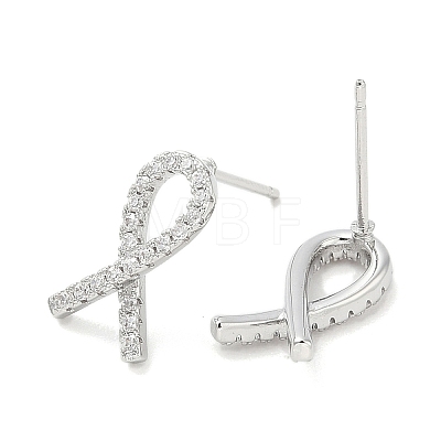 Rack Plating Brass Micro Pave Clear Cubic Zirconia Stud Earrings for Women EJEW-M260-15P-1