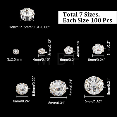 Globleland 700Pcs 7 Style Sew on Rhinestone KK-GL0001-01-1