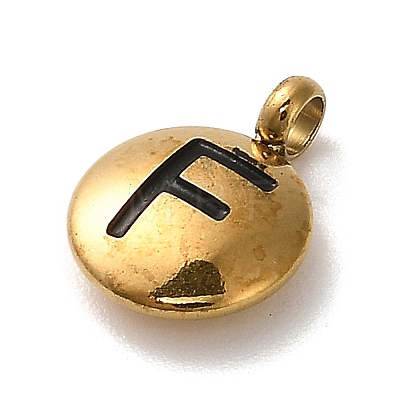 304 Stainless Steel Black Enamel Charms STAS-R009-01G-F-1