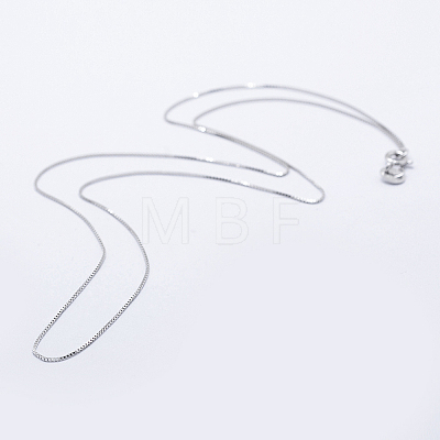 Anti-Tarnish Rhodium Plated 925 Sterling Silver Box Chain Necklaces STER-F039-45cm-03P-1