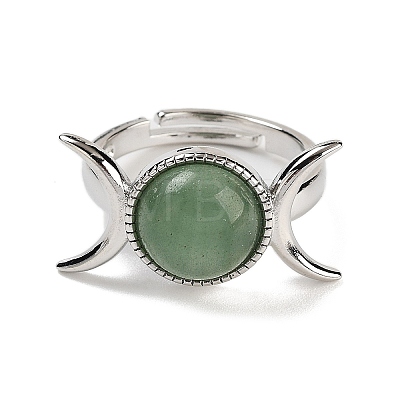 Natural Green Aventurine Adjustable Rings RJEW-K271-01P-12-1