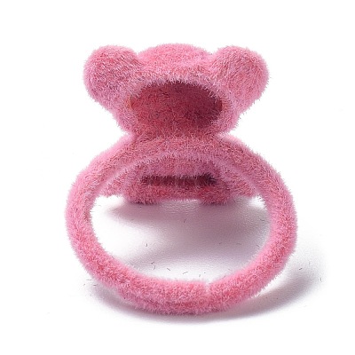 Bear Flocky Adjustable Ring for Teen Girl Women RJEW-G117-01B-1