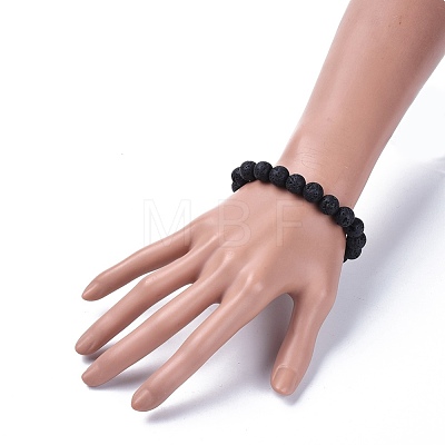 Natural Lava Rock Beads Stretch Bracelets BJEW-JB04173-14-1