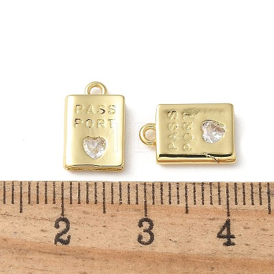 Rack Plating Brass Micro Pave Cubic Zirconia Pendants KK-P290-55G-1