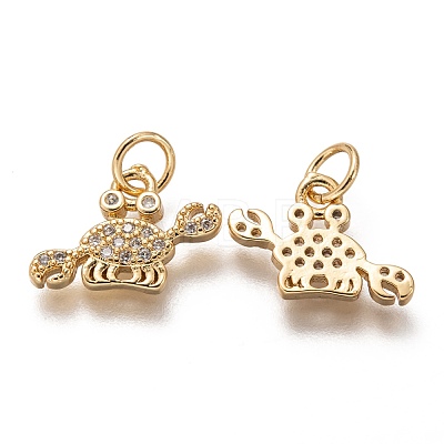Brass Micro Pave Clear Cubic Zirconia Charms ZIRC-C020-41G-1