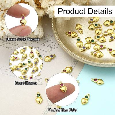 30Pcs Brass Micro Pave Cubic Zirconia Pendants ZIRC-CJ0001-19-1