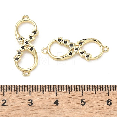 Brass Micro Pave Cubic Zirconia Heart Infinity Connector Charms KK-P350-12G-01-1