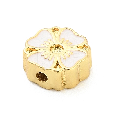 Flower Brass Enamel Bead Rhinestone Settings KK-H527-01G-02-1