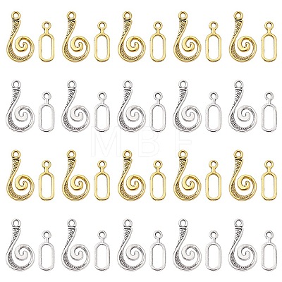 20Pcs 2 Colors Tibetan Style Alloy Hook and Eye Clasps FIND-YW0003-89-1