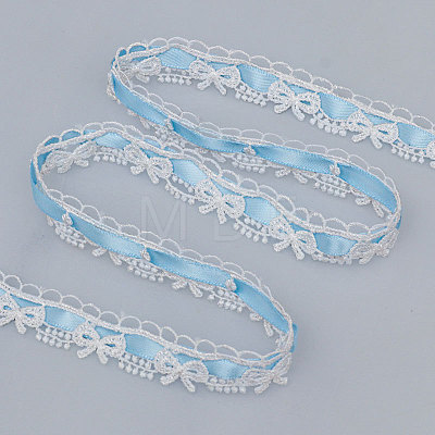 Milk Fiber Bowknot Embroidery Ribbon OCOR-WH0078-508C-1