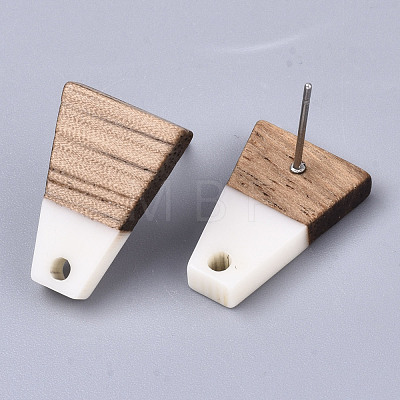 Resin & Cedarwood/Walnut Wood Stud Earring Findings MAK-N032-001A-1