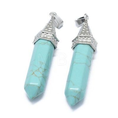 Synthetic Turquoise Pointed Pendants G-G795-01P-21-1