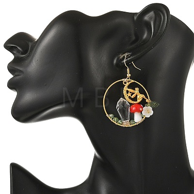 Brass Glass Dangle Earrings EJEW-JE07514-1