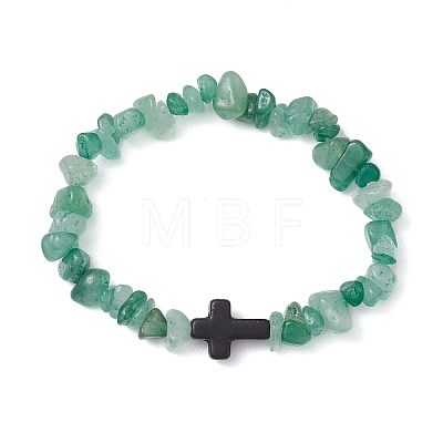 Natural Green Aventurine Chips Stretch Bracelets for Women Men BJEW-JB11341-04-1