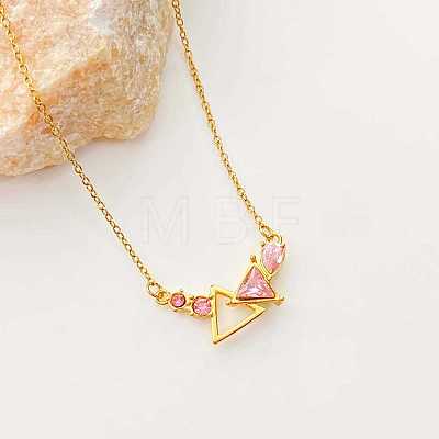 304 Stainless Steel Rose Rhinestone Pendant Necklaces for Women WGA56D1-03-1