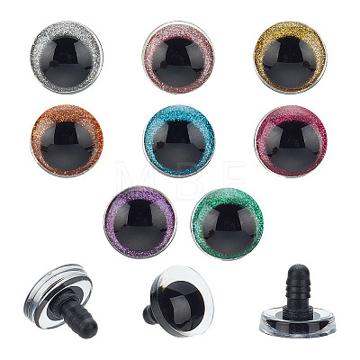32 Sets 8 Colors Glitter Plastic Craft Doll Eyes KY-HY0001-13B-1