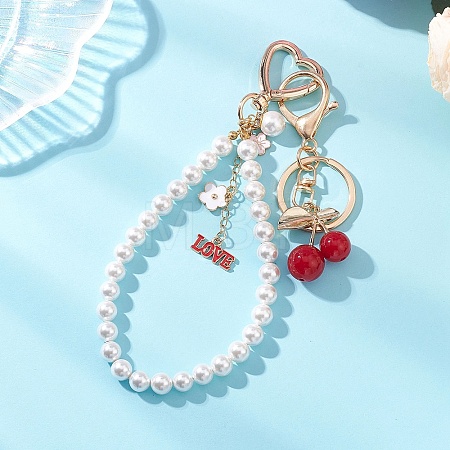 Shell Pearl Keychains HJEW-JM04619-1