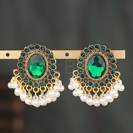 Oval Alloy & Rhinestone Chandelier Earrings FS-WG1A981-03-1
