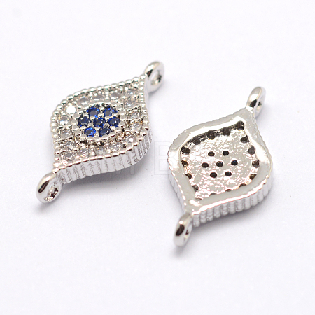 Eye Flat Round Brass Micro Pave Cubic Zirconia Links ZIRC-J009-06P-1
