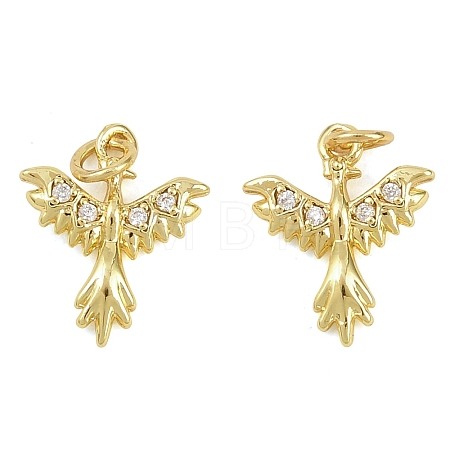 Brass Micro Pave Clear Cubic Zirconia Charms KK-D218-24G-01-1