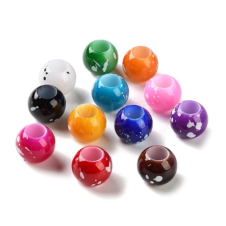 Spray Painted ABS Plastic European Beads KY-G033-01B-1