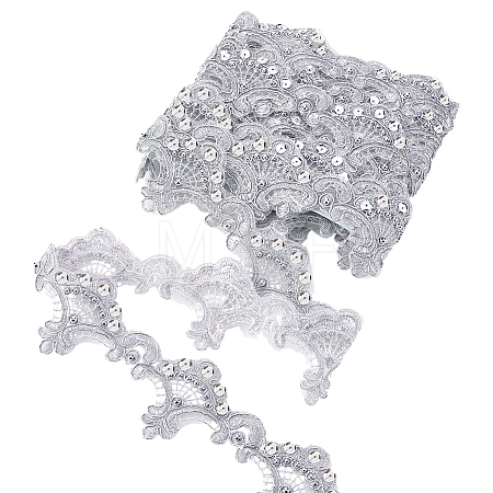 5Yards Polyester Flower Lace Ribbon OCOR-NB0002-82B-1