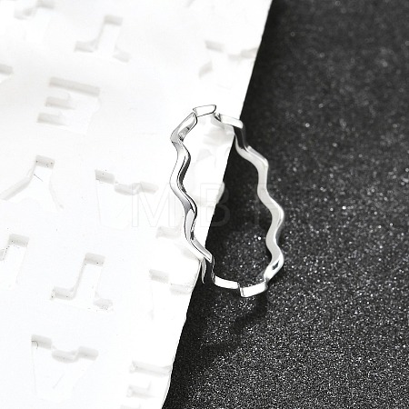 Anti-Tarnish Rhodium Plated 925 Sterling Silver Minimalist Wave Finger Ring for Women JR873A-1