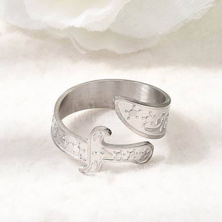 201 Stainless Steel Cuff Open Rings RJEW-Z141-01P-1