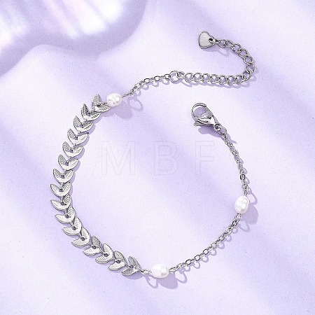 Natural Cultured Freshwater Pearl Beads Link Bracelets BJEW-JB12857-02-1