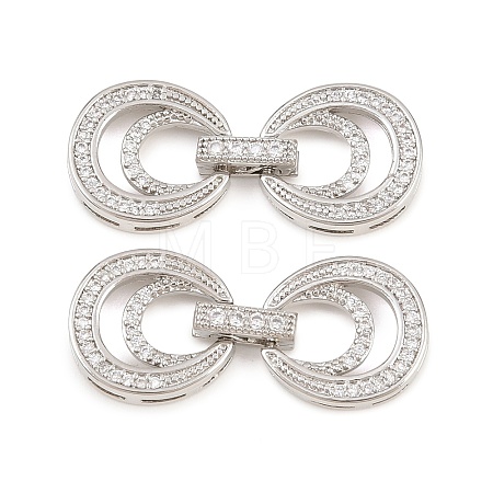 Brass Micro Pave Clear Cubic Zirconia Fold Over Clasps KK-C075-47P-1