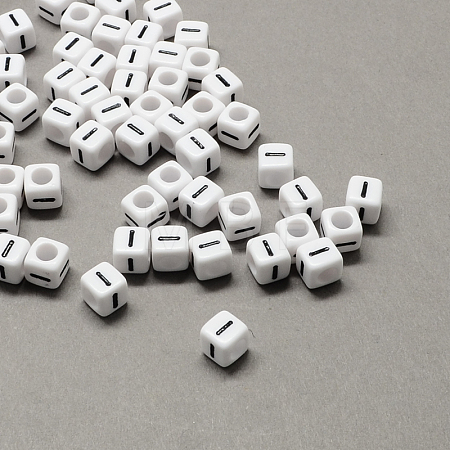 Large Hole Acrylic Letter European Beads SACR-Q103-7mm-01I-1