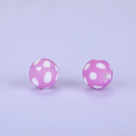 Printed Round Silicone Focal Beads SI-JX0056A-48-1