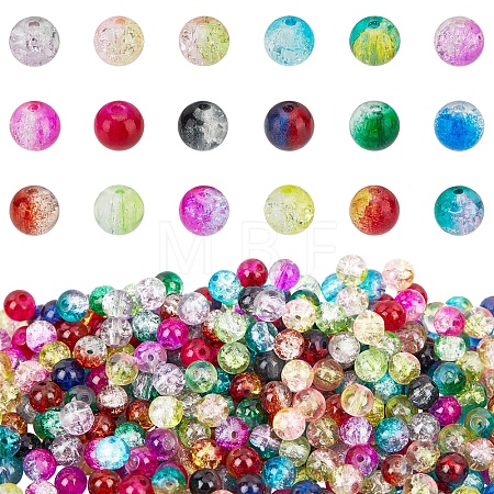 DIY Baking Paint Crackle Glass Beads Stretch Bracelet Making Kits DIY-PH0004-54D-1