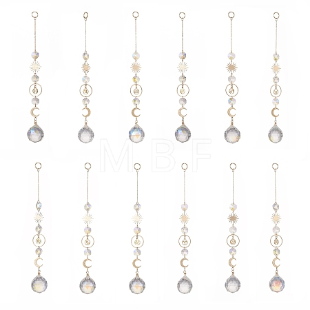 Glass Teradrop Hanging Suncatchers HJEW-JM00929-1