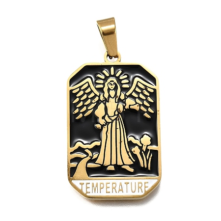 Tarot 304 Stainless Steel Enamel Pendants STAS-M119-09G-G-1