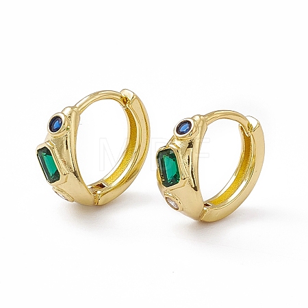 Green Cubic Zirconia Rectangle Beaded Hoop Earrings LS-EJEW-M210-16G-1