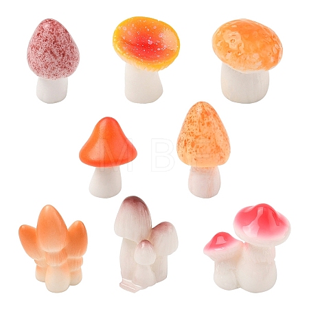 40Pcs 8 Styles Mushroom Themes Resin Display Decorations DJEW-YW0010-11-1
