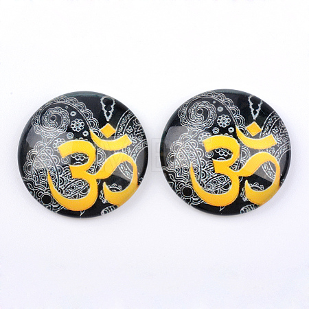 Yoga Theme Glass Cabochons X-GGLA-L011-25mm-05-1