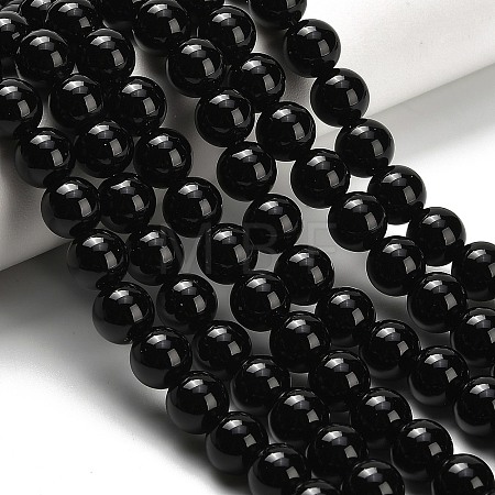 Natural Black Onyx(Dyed & Heated) Beads Strands X-G-H329-C06-8mm-1